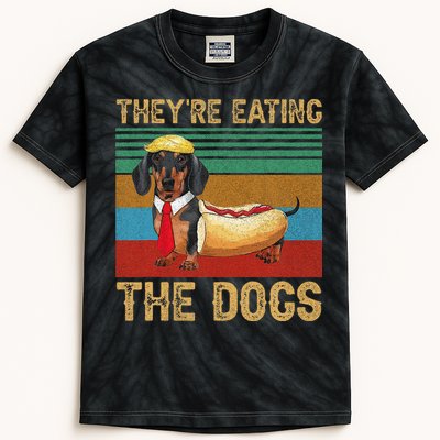 They’Re Eating The Dogs 2024 Retro Funny Dachshund Weiner Gift Kids Tie-Dye T-Shirt