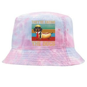 They’Re Eating The Dogs 2024 Retro Funny Dachshund Weiner Gift Tie-Dyed Bucket Hat