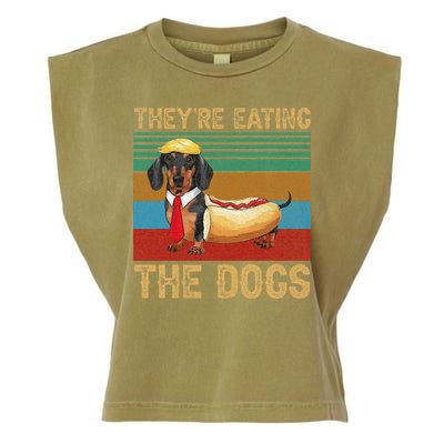 They’Re Eating The Dogs 2024 Retro Funny Dachshund Weiner Gift Garment-Dyed Women's Muscle Tee
