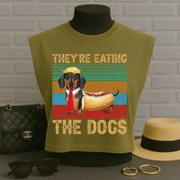 They’Re Eating The Dogs 2024 Retro Funny Dachshund Weiner Gift Garment-Dyed Women's Muscle Tee