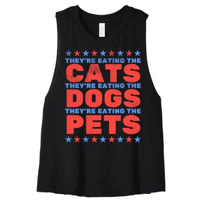 TheyRe Eating The Dogs Eating The Cats Election 2024 Women's Racerback Cropped Tank