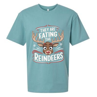 TheyRe Eating The Reindeers Funny Christmas Sueded Cloud Jersey T-Shirt