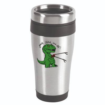 TRex Evolved T Rex With Grabbers 16oz Travel Tumbler