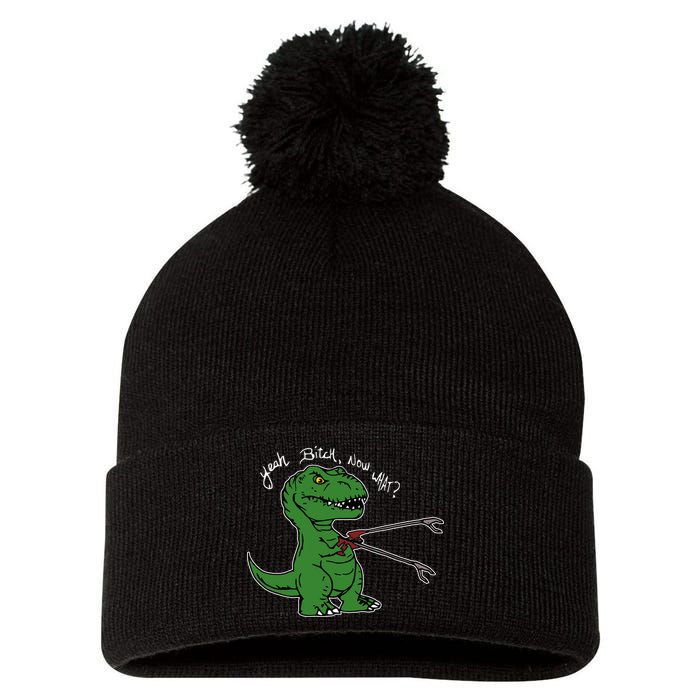 TRex Evolved T Rex With Grabbers Pom Pom 12in Knit Beanie