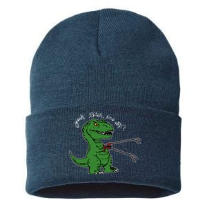 TRex Evolved T Rex With Grabbers Sustainable Knit Beanie