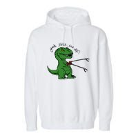 TRex Evolved T Rex With Grabbers Garment-Dyed Fleece Hoodie