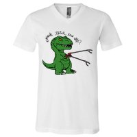 TRex Evolved T Rex With Grabbers V-Neck T-Shirt