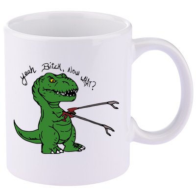 TRex Evolved T Rex With Grabbers 11oz C Handle Ceramic Mug