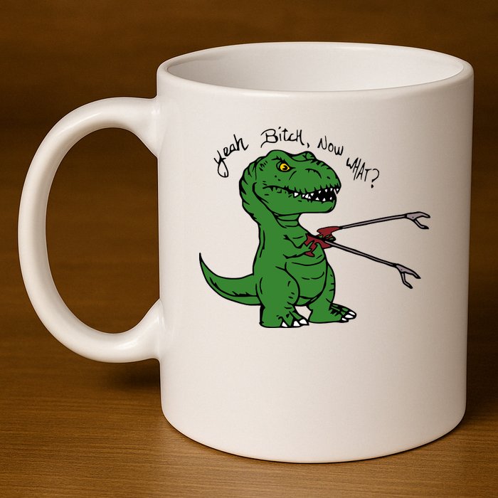 TRex Evolved T Rex With Grabbers 11oz C Handle Ceramic Mug
