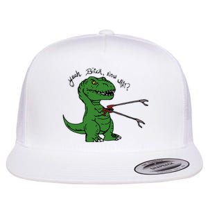 TRex Evolved T Rex With Grabbers Flat Bill Trucker Hat