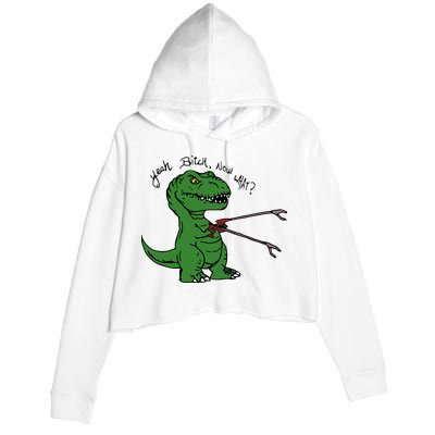 TRex Evolved T Rex With Grabbers Crop Fleece Hoodie