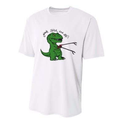 TRex Evolved T Rex With Grabbers Youth Performance Sprint T-Shirt