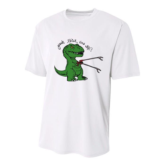 TRex Evolved T Rex With Grabbers Youth Performance Sprint T-Shirt