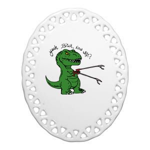 TRex Evolved T Rex With Grabbers Ceramic Oval Ornament