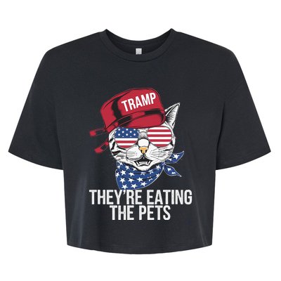 TheyRe Eating The Pets Cat Trump Parody Bella+Canvas Jersey Crop Tee