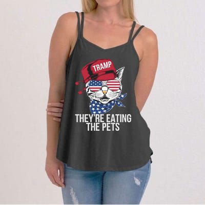 TheyRe Eating The Pets Cat Trump Parody Women's Strappy Tank