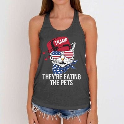 TheyRe Eating The Pets Cat Trump Parody Women's Knotted Racerback Tank