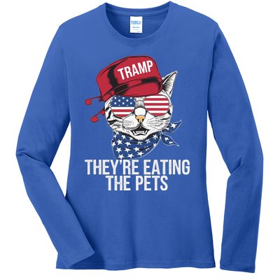 TheyRe Eating The Pets Cat Trump Parody Ladies Long Sleeve Shirt