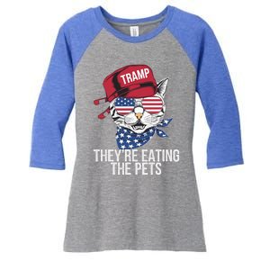 TheyRe Eating The Pets Cat Trump Parody Women's Tri-Blend 3/4-Sleeve Raglan Shirt