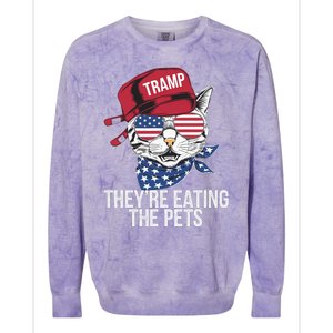 Theyre Eating The Pets Funny Cat Trump Colorblast Crewneck Sweatshirt