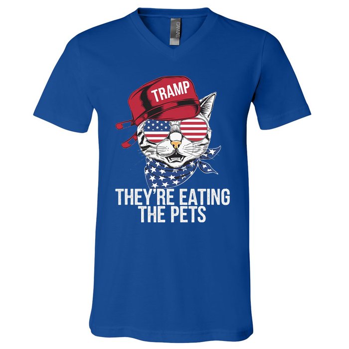 Theyre Eating The Pets Funny Cat Trump V-Neck T-Shirt