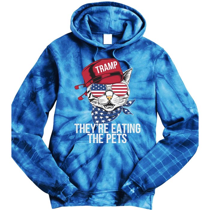 Theyre Eating The Pets Funny Cat Trump Tie Dye Hoodie