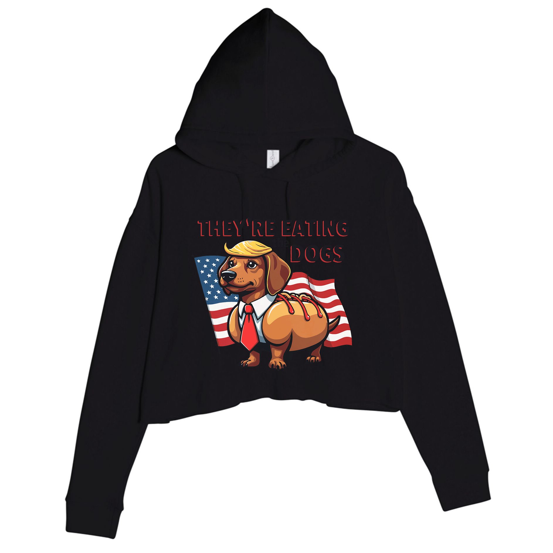 TheyRe Eating The Dogs Trump Hot Dog Crop Fleece Hoodie