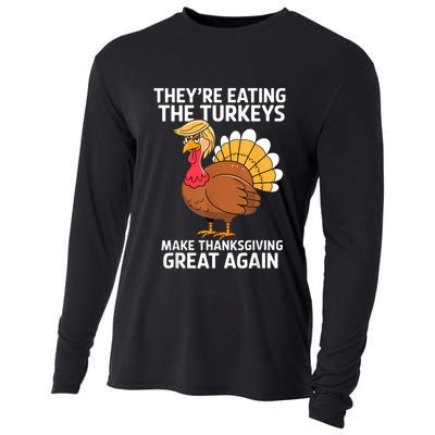 TheyRe Eating The Turkeys Funny Turkey Thanksgiving Cooling Performance Long Sleeve Crew