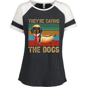 They’Re Eating The Dogs 2024 Retro Funny Dachshund Weiner Enza Ladies Jersey Colorblock Tee