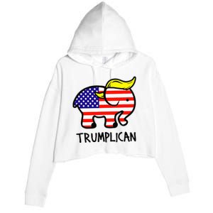 Trumplican Elephant TrumpFunny RepublicanUltra Maga 2024 Crop Fleece Hoodie