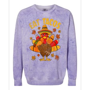 Turkey Eat Tacos Mexican Sombrero Thanksgiving Family Colorblast Crewneck Sweatshirt