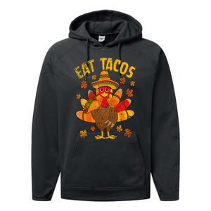 Turkey Eat Tacos Mexican Sombrero Thanksgiving Family Performance Fleece Hoodie