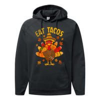 Turkey Eat Tacos Mexican Sombrero Thanksgiving Family Performance Fleece Hoodie