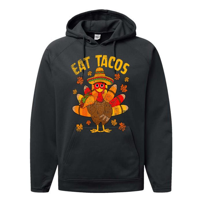 Turkey Eat Tacos Mexican Sombrero Thanksgiving Family Performance Fleece Hoodie