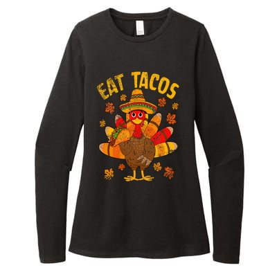 Turkey Eat Tacos Mexican Sombrero Thanksgiving Family Womens CVC Long Sleeve Shirt