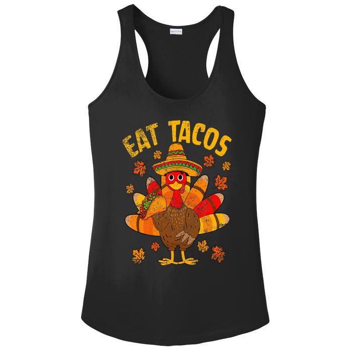 Turkey Eat Tacos Mexican Sombrero Thanksgiving Family Ladies PosiCharge Competitor Racerback Tank