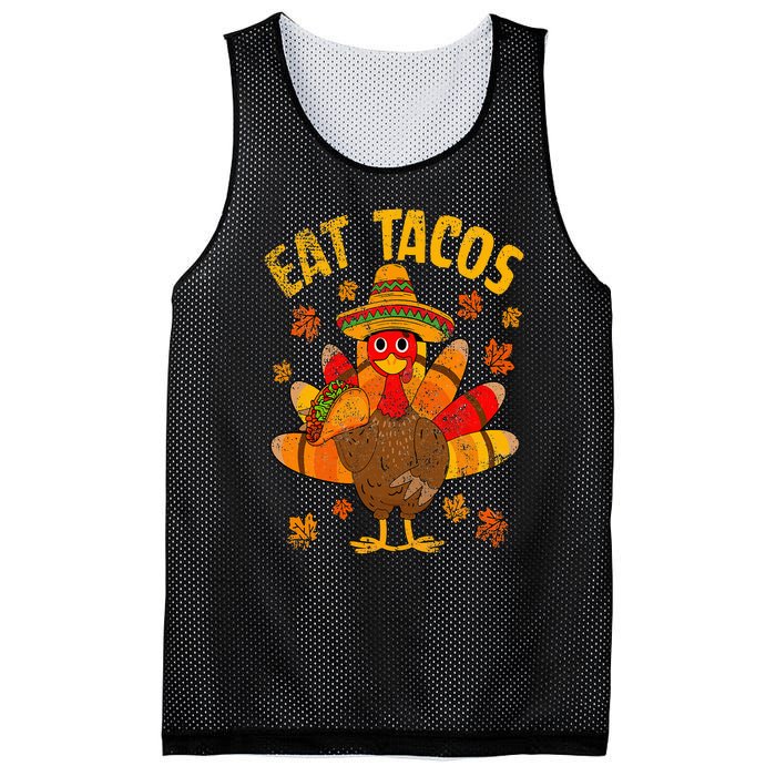 Turkey Eat Tacos Mexican Sombrero Thanksgiving Family Mesh Reversible Basketball Jersey Tank