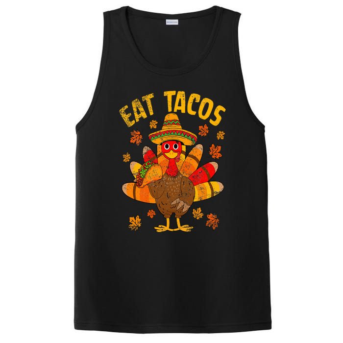 Turkey Eat Tacos Mexican Sombrero Thanksgiving Family PosiCharge Competitor Tank