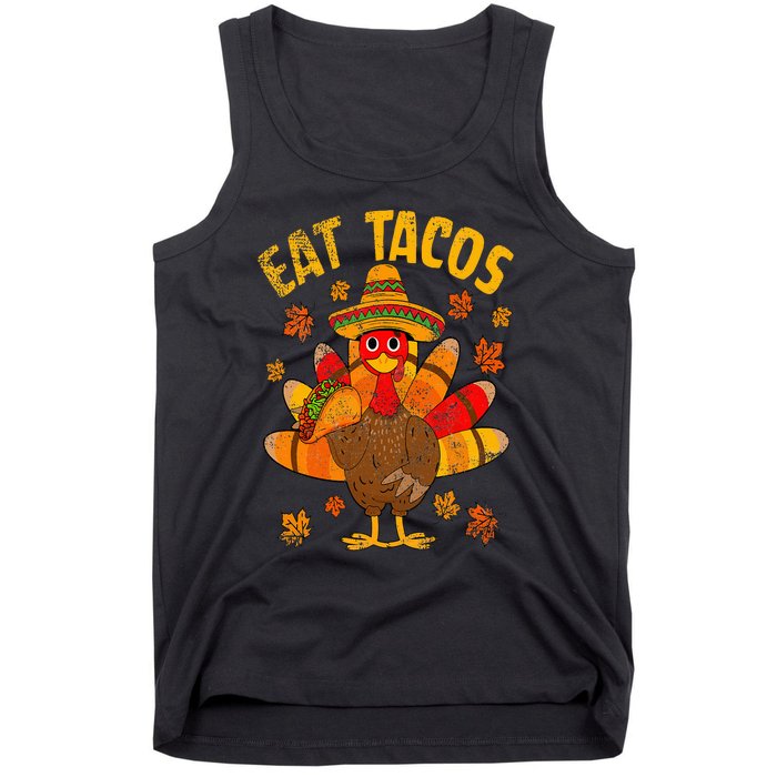 Turkey Eat Tacos Mexican Sombrero Thanksgiving Family Tank Top