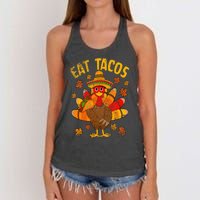 Turkey Eat Tacos Mexican Sombrero Thanksgiving Family Women's Knotted Racerback Tank