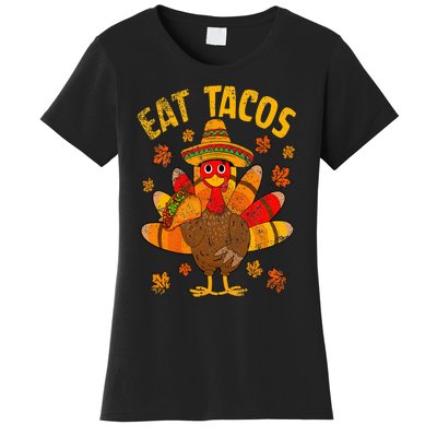 Turkey Eat Tacos Mexican Sombrero Thanksgiving Family Women's T-Shirt