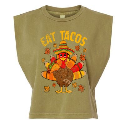 Turkey Eat Tacos Mexican Sombrero Thanksgiving Family Garment-Dyed Women's Muscle Tee