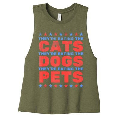 TheyRe Eating The Dogs Eating The Cats Women's Racerback Cropped Tank