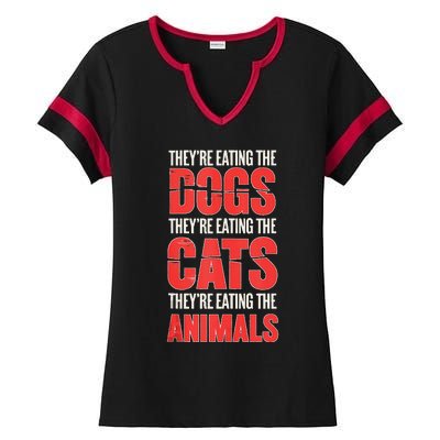 TheyRe Eating The Dogs Cats Animals Pet Lovers Ladies Halftime Notch Neck Tee