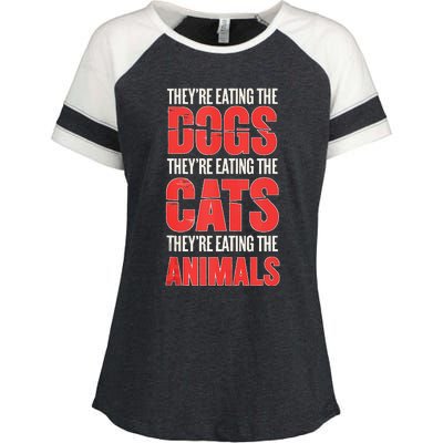 TheyRe Eating The Dogs Cats Animals Pet Lovers Enza Ladies Jersey Colorblock Tee