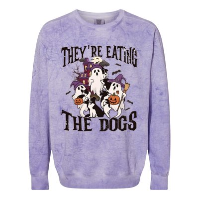 Theyre Eating The Dogs Halloween Cute Ghoul Ghost Colorblast Crewneck Sweatshirt