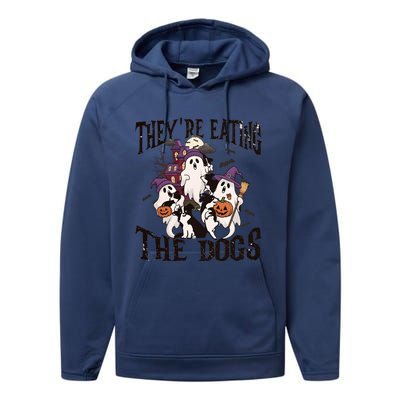 Theyre Eating The Dogs Halloween Cute Ghoul Ghost Performance Fleece Hoodie