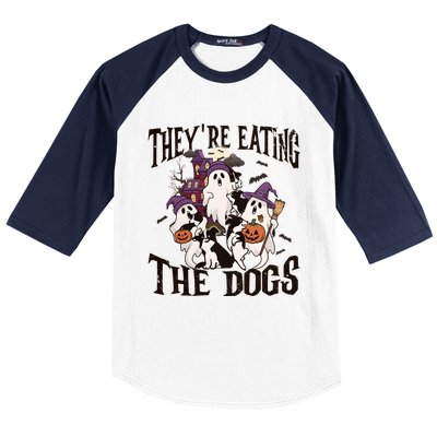 Theyre Eating The Dogs Halloween Cute Ghoul Ghost Baseball Sleeve Shirt