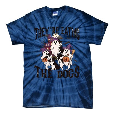 Theyre Eating The Dogs Halloween Cute Ghoul Ghost Tie-Dye T-Shirt