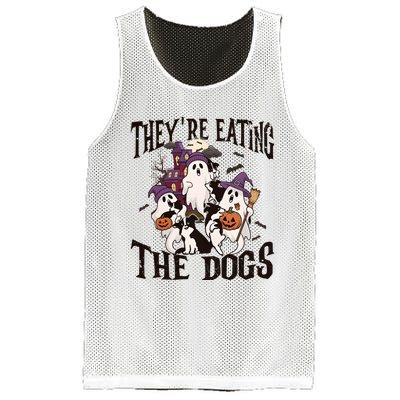 Theyre Eating The Dogs Halloween Cute Ghoul Ghost Mesh Reversible Basketball Jersey Tank